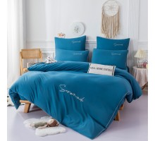 Комплект постельного белья Однотонный Сатин Вышивка на резинке CHR039