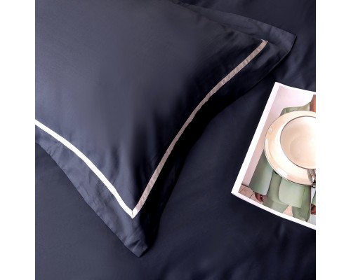 Комплект постельного белья Однотонный Сатин Премиум широкий кант OCPK023