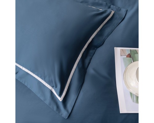 Комплект постельного белья Однотонный Сатин Премиум широкий кант на резинке OCPKR024