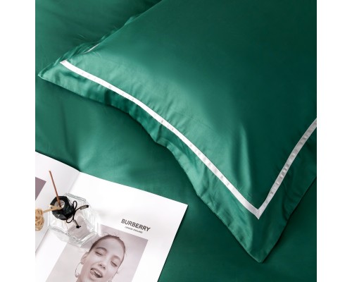 Комплект постельного белья Однотонный Сатин Премиум широкий кант на резинке OCPKR031